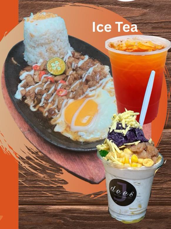 Sisig w/Rice Iced Tea & Halo-Halo